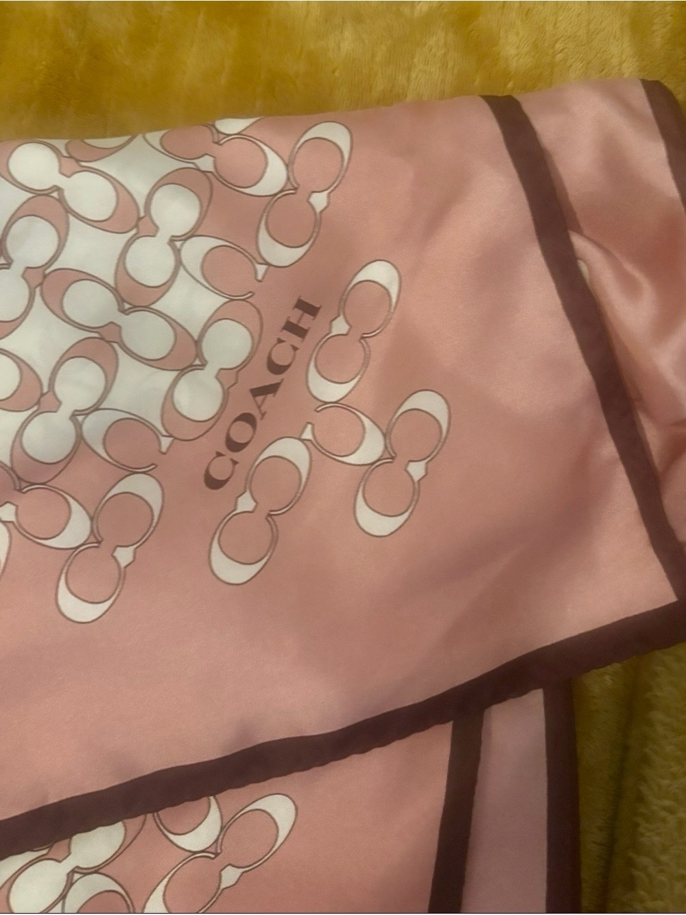 Coach Pink and Burgundy Silk Scarf - Picture 2 of 3